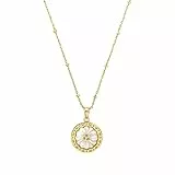 NOELANI Kette mit Anhänger 925 Sterling Silber Perlmutt Damen Halsschmuck, mit Zirkonia synth., 40+5 cm, Gold, Blume, Kommt in Schmuck Geschenk Box, 2036053