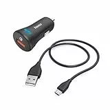 Hama Schnellladegerät für das Auto (Schnellladegerät für Zigarettenanzünder, USB A, Ladekabel USB-A auf Micro-USB, 1,5 m, Qualcomm Quick Charge 3.0, 19,5 W) Schwarz