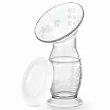 Vicloon Handmilchpumpe, 100 ML Transparent Manuelle Brustpumpe, BPA-frei, Angenehmes & Extrem Weiches Silikon Rettet Jeden Tropfen Muttermilch - Alternative zu Milchauffangschalen - Weiß