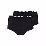 NAME IT Mädchen Nkfhipster 2p Noos Unterhose, Black/Pack:w/ Black, 158-164 EU