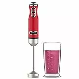 Cecotec Handmixer Retro Power RetroRed 1200MAX. 1200W Maximale Leistung, 4-Klingen-Messer mit schwarzer Titanbeschichtung, 2 Geschwindigkeiten, 0,5L Becher, Vintage-Design