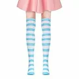 Amosfun Lange Damen Socken Gestreifte Strümpfe Overknee-Strümpfe, Anime-Socken, Überknie Lange Kniestrümpfe Gestreifte für Frauen und Mädchen