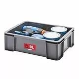 Sundis Master Box, Aufbewahrungsbox 9L, aus recyceltem Kunststoff, robust und verstärkt, stapelbar und kombinierbar, ideal für Werkstatt, Heimwerker oder Transport, Grau