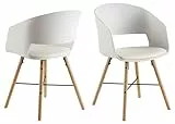 AC Design Furniture Luminita 2er-Set Esszimmerstühle, Weißer Stuhl mit Kunstledersitz und Buchenbeinen, Weiße Esszimmerstühle, Esszimmermöbel, Skandinavische Stühle, B: 51.5 x T: 52 x H: 80.5 cm