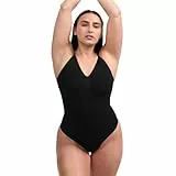 creamy fabrics Damen Figurformender Shapewear Bodysuit mit Slip-Rückenteil – Starke Kompression für Bauch & Taille – Nahtloser Body mit Po-Lifting & Verstellbaren Trägern – Schwarz L