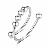 INFUSEU Fidget Ring Damen, Fidget Angstring Ringe Verstellbar Bead Einstellbare Spinner Worry Schmuck Anxiety Ring Geschenk für Frauen Damen Mädchen