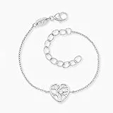 Engelsrufer Herzengel Mädchen Kinder Armband aus Sterling Silber und einem silbernen Herz Anhänger - besetzt mit einem Zirkonia - Karabinerverschluss - längenverstellbar - nickelfrei