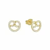 Amor Ohrstecker 925 Sterling Silber Damen Ohrschmuck, mit Zirkonia synth., 0,8 cm, Brezel, Kommt in Schmuck Geschenk Box, 2039222