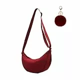 Crossbody Bag Damen Halbmond Crossbody Schultertasche, Hobo UmhäNgetasche Damen Handtasche, Einfarbige Canvas Tasche Kleine Segeltuchtasche Y2k Fashion Handtaschen FüR Frauen (Rot)