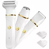Rasierer Damen,3-In-1 Intimrasierer für Frauen,Gesichtshaarentferner für Frauen,Damenrasierer Elektrisch für Beine, Arme, Achseln und Bikinizone,Wiederaufladbarer Ipx7 Wasserdicht Trimmer Damen, Weiß