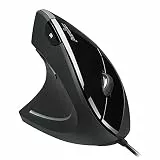 Perixx Perimice-513L Vertikale ergonomische Maus mit 2 DPI, 6 Tasten optische Ergo-Maus mit 2 Level DPI-Schalter 1000 1600, Linkshänder, schwarz