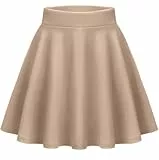 Zeagoo Rock Damen Herbst A Linie Skater Rock Kurzer Faltenrock Lässig Stretch Minirock Skort Beige M