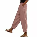 Hosen Damen Fashion Sommerhosen Baumwolle Cargohose Leicht Frau Jogginghose Elegant Langlaufhose Wanderhose Schlaghosen Langgröße Business Hose Rosa L
