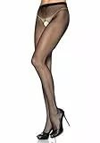 Leg Avenue 1905 - Durchscheinend Nylon Strumpfhosen Mit Offenem Schritt, Einheitsgröße (EUR 36-40), Dessous Damen Reizwäsche