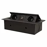 Versenkbare Steckdosenleiste mit 2 Steckdosen 230 V + 2 USB-Steckdosen, Schwarz Orno