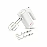 Girmi SB04 Handmixer, 150W, Turbo, 5 Stufen, Edelstahlbesen & Knethaken, Weiß