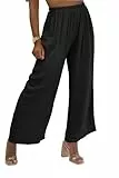 Van Der Rich ® - Unifarbene, Weite, Fließende Hose mit Hohem Gummibund - Damen (Schwarz, One Size)
