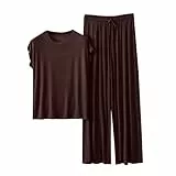 Day Prime Deals Damen Loungewear Set Sommer Kurzarm T Shirt und Lang Schlafanzughosen Homewear 2 Pieces Outfits Elegant Pyjama Rundhals Elastischer Bund Sleepwear Hausanzug Outdoor Freizeit Sets