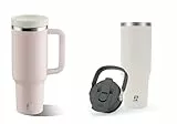 Riley Joy 2.0 Trinkflasche Edelstahl 1L / 1.2L Thermobecher mit Strohhalm, Henkel & Anti-Rutsch Griff – Spülmaschinenfest, Auslaufsicher, BPA Frei, Doppelwandige Isolierung für Auto, Büro, Outdoor