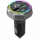 PRMHOOT 48W Bluetooth Adapter Auto, Hi-Fi Stereo FM Transmitter Auto Bluetooth 5.3, 30W PD USB C & QC 3.0 FM Transmitter, Freisprecheinrichtung & LED-Licht & U-Disk