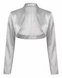 Bolerose formal Satin Langen Ärmel Bolero (Silber, M)