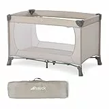 hauck Dream N Play, Beige - Baby & Kinder Reisebett mit Tragetasche ab Geburt bis 15 kg, Schnell & Kompakt Faltbar, Große Netzfenster
