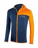 Black Crevice Herren Second Layer mit Kapuze in dark blue/orange I Größe S I Leichte Waffeljacke aus 100% Polyester I Atmungsaktiv & schnelltrocknend I Ideal für Outdoor-Aktivitäten