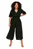 Trendyol Damen Women Plain Woven Plus Size Overall, Black, 42