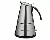 Rommelsbacher Espresso Kocher EKO 366/E, elektrisch, hochwertige Edelstahlkanne, Filtereinsatz für 3 oder 6 Tassen, verdecktes Heizelement, 360° Zentralsockel, automatische Abschaltung, 365 W