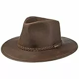 Stetson Buffalo Leather Westernhut Lederhut Damen Herren Cowboyhut Sommer Winter Rodeohut wasserabweisend Regenhut Dunkelbraun L (58-59 cm)