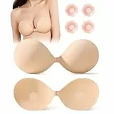 1 Paar Klebe BH Push Up Trägerloser 3D Silikon, Wiederverwendbare Unsichtbarer Rückenfrei Go Braless Strapless Adhesive Bra Haut Freundlich Selbstklebender für Abendkleid Brautkleid und Rückenfreie（B）