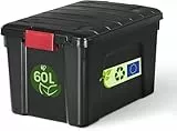 Iris Ohyama, Große Kunststoff-Aufbewahrungsbox, 60L, Garagen-box, Schwarz, Stapelbar, Robuste Schnappverschlüsse mit Griffen, SIA-60