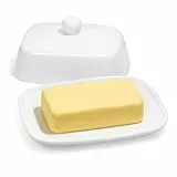Butterdose Keramik mit Deckel – Weiße Butterdose aus Porzellan für 250g Butter