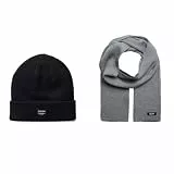 JACK & JONES Strickmütze Schwarz (Black Black) Einheitsgröße Schal Grau (Grey Melange Grey Melange) Einheitsgröße