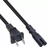 InLine 16654U Netzkabel, Netzstecker USA auf Euro 8 C7 Stecker, 1,8m
