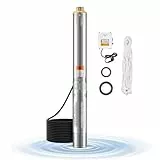 VEVOR Tiefbrunnenpumpe, 550 W Ausgangsleistung, 65 l/min Durchfluss, 85 m Förderhöhe, mit 20 m Kabel, externer Steuerkasten, Tauchpumpe, für industrielle Bewässerung und Heimgebrauch, IP68