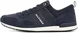 Tommy Hilfiger Herren Runner Sneaker Iconic Leather Suede Mix Runner Sportschuhe, Blau (Midnight), 43