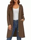 Zeagoo Damen Herbstjacke 2026 Reißverschluss Hoodies Langarm Lange Tunika Sweatshirts Oversized Fleece Casual Mantel mit Tasche, A_Fleece-Stoff_braun, S