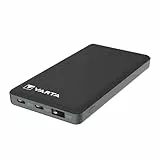 VARTA Power Bank 10000mAh, Powerbank Power on Demand mit 3 Anschlüssen (1x USB A, 2x USB C), kompatibel mit Tablets & Smartphone, in umweltschonender Verpackung