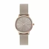 Skagen Damenuhr Signatur Lille, Zweizeiger Uhrwerk, 30mm Rose Gold Recycled Edelstahl (Mindestens 50%) Gehäuse mit einem Eco Lederarmband, SKW3060