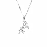 Amor Kette mit Anhänger 925 Sterling Silber Mädchen Kinder Halsschmuck, 35+3 cm, Silber, Pferd, Kommt in Schmuck Geschenk Box, 2021181