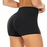 Runmeihe Hotpants Damen mit Hoher Taille, Mini Kurze Sporthose für Yoga Fitnessstudio Radfahren Sport Laufen Training (DE/NL/SE/PL, Alphanumerisch, XS, Regular, Regular, Black)