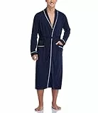 COLORFULLEAF Bademantel Herren aus 100% Baumwolle Leicht Sauna Morgenmantel Männern Reisebademantel Saunamantel mit Tasche(Marine,L)