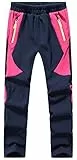 DAFENP Kinder Softshellhose Skihose Warm Gefüttert Thermohose Winter Wasserdicht Winddicht Schneehose Jungen Mädchen Wanderhose KZ2001-Pink1-XS