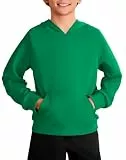 Haloumoning Jungen Kapuzenpullover Langarm Mode Hoodie Kinder Einfarbig Casual Regular Fit Hooded Sweatshirt mit Kängurutasche 5-14 Jahre, Grün, 11-12 Jahre