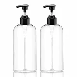 KREMORV Leere Kunststoff Pumpflasche transparent nachfüllbare Pumpflasche seifenspender für Kosmetik Shampoo, Flüssigseife (2 Stück)