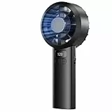 LUXVANO Handventilator - Tragbarer Ventilator mit 120 Stufen, LED-Display, Sicherheitsverriegelung, 3000mAh, USB Mini Ventilator mit Akkur für Reisen, Büro, Zuhause,Schminken, Schwarz