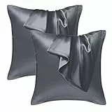 Seiwohl Satin Kissenbezug 40x40 2er Set, Weich wie Seidenkissenbezug Silk Pillowcase, Vegane Seide Kopfkissenbezug Kissenhülle Seidenkopfkissen Kopfkissen bezug für Haar und Haut, Dunkelgrau