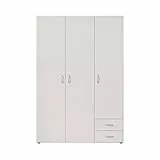 Stella Trading BASE Zeitloser Kleiderschrank in drei verschiedenen Größen - Vielseitiger Drehtürenschrank in Weiß - 120 x 177 x 52 cm (B/H/T)