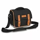 Pedea Kameratasche Vintage für Spiegelreflexkamera DSLR SLR Fototasche für DLSM Systemkamera mit Zubehör und Objektiven inkl. Regenschutzhülle, Gr. XL schwarz